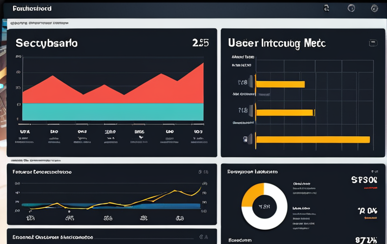 ** A customized SIEM dashboard displaying real-time security data with charts showing threat detection metrics. Focus on a clean, user-friendly interface with clear visualizations and company branding. The dashboard should be showing key performance indicators (KPIs) relevant to cybersecurity.

**