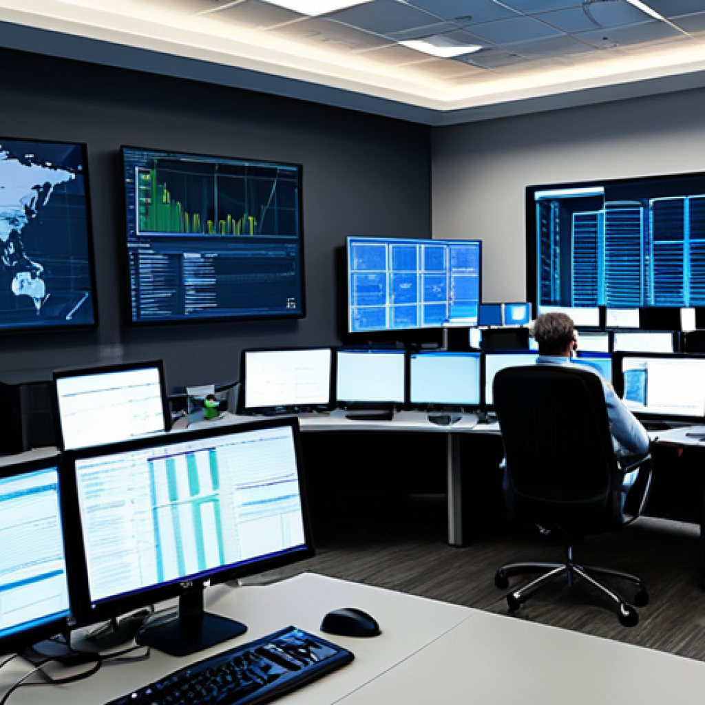 Security Operations Center**

"A brightly lit, modern Security Operations Center (SOC) with analysts working at their desks, monitoring large displays showing network activity and threat data. Fully clothed professionals in business casual attire. The atmosphere is focused and collaborative. Safe for work. Appropriate content. Perfect anatomy. Natural proportions. High quality."

**