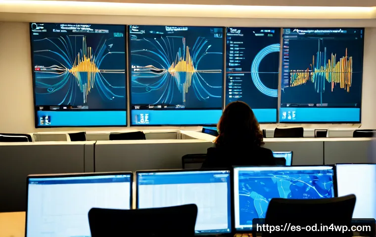 SIEM 솔루션의 네트워크 트래픽 모니터링 기법 - Photorealistic cybersecurity operations center in Madrid, Spain, an analyst monitoring network traff...